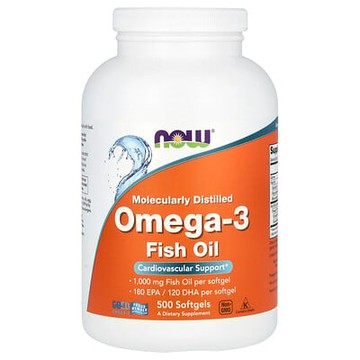 NOW Foods, Omega-3 魚油，1000 毫克，500 粒軟膠囊
