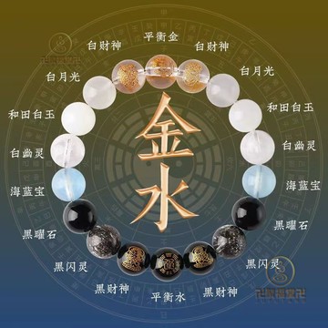 🙏🏻已開光過爐🙏🏻五行珠 五行手鍊 五行定製補缺喜用金木水火土水晶手鏈男女五路財神五行補水手串