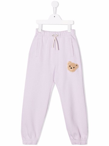 Palm Angels Kids - bear-motif track pants - kids - Cotton/Cotton/Acrylic/Polyester/Wool - 6 yrs - Purple
