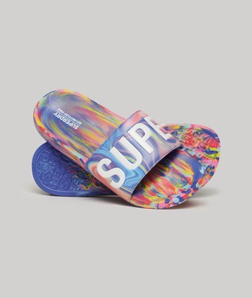 Superdry Women's Women's Marble Vegan Pool Sliders Multiple Colours / Multi Aop - Size: 3-4
