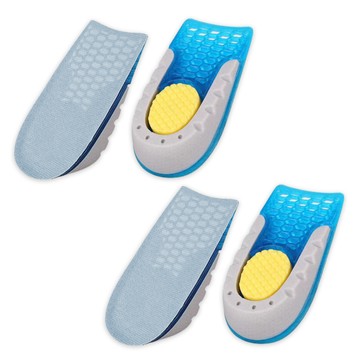 Shubric 優質半墊增高矽膠鞋墊 2入 x 2組 混合色 1.5cm  2雙  灰色 + 藍色 + 黃色  1.5 厘米