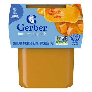 Gerber, 嬰幼兒天然食品，2 階段輔食®，白胡桃泥，2 包，每包 4 盎司（113 克）