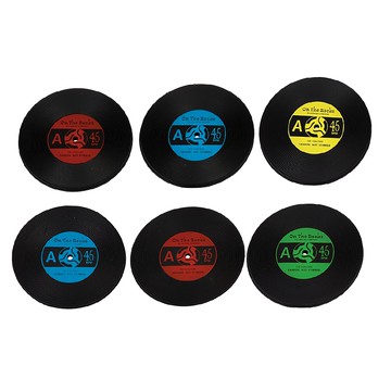 Rex LONDON 矽膠杯墊  黑膠唱片  10cm  6個