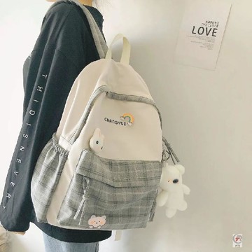 ✨ 卿選好物 ✨ins森系小清新高中書包女學生韓版初中格子簡約學院風雙肩包揹包