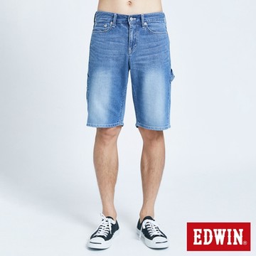 EDWIN 男裝 工裝短褲-石洗藍