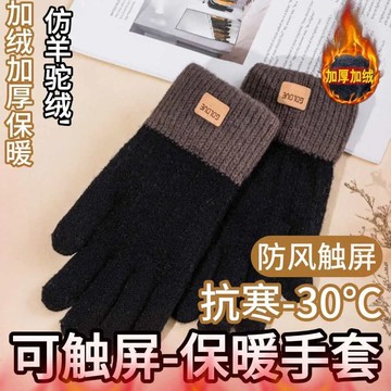 臺灣最低🛒【鎖溫抗寒】冬季保暖手套羊絨保暖觸屏手戶外防寒加厚加絨冬季FR