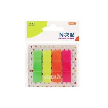 【N次貼】66031 抽取式Pop-up LITE可再貼標籤 45x12mm 螢光4色 80張/4條/卡