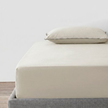 PALETTE200織水洗棉床包加大 燕麥奶