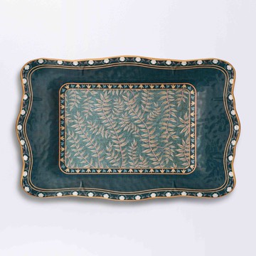 如花似锦 25.5cm 合成樹脂方形大盤｜靜綠｜單品