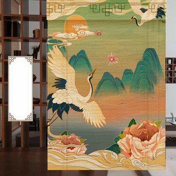 【定做尺寸/計算價格】印花竹簾卷簾子新中式升降窗簾掛畫茶室遮光隔斷卷門簾/捲簾/窗簾/竹簾/遮擋簾/隔斷簾/遮光簾/裝飾捲簾