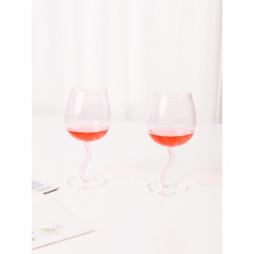 高硼硅玻璃杯高腳杯ins風愛心紅酒杯葡萄酒杯創意個性情侶杯子