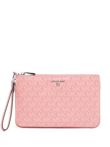 Michael Kors - Jet Set Charm logo-plaque wristlet - women - PVC - One Size - Pink