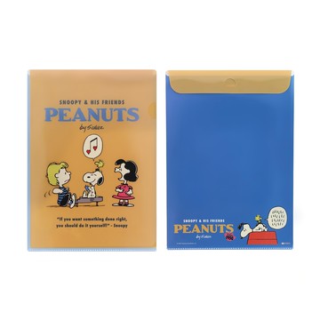 PEANUTS 史努比 日常風L型兩用資料夾 A4 220 x 310 x 1mm 38g  1個  場景款 橘色 + 藍色