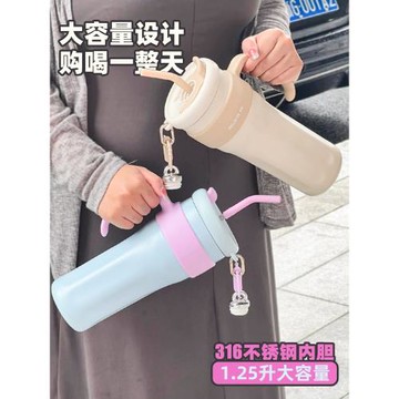大容量巨無霸保溫保冷杯316冰霸杯男女出行高顏值吸管水杯子水壺
