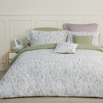 新品_東妮寢飾(單人/雙人/加大/特大)100%精梳棉兩用被床包組／朝露拾花