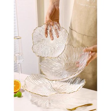 日本輕奢水果盤高顏值客廳茶幾水晶玻璃果盤家用點心零食干果盤