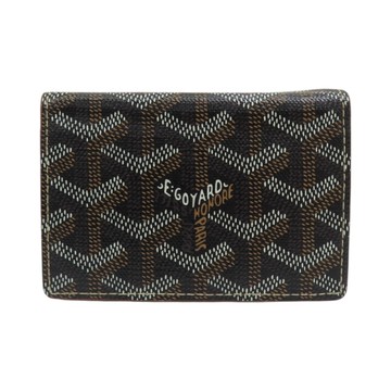 【二手名牌BRAND OFF】GOYARD 高雅德  黑/棕色 Goyardine帆布 Malesherbes 名片夾