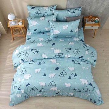 鴻宇 100%精梳棉 美國棉 哈肯小熊 藍 雙人兩用被套