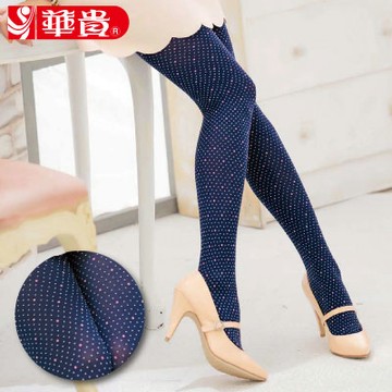 華貴絲襪-立體點點天鵝絨保暖造型褲襪(0009N-藍)