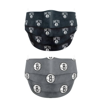 NBA授權 三層式拋棄口罩 籃網 雙色
