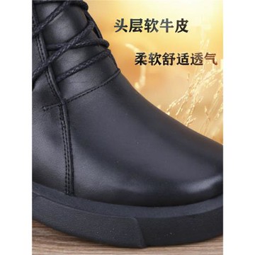 冬季男皮棉鞋羊毛皮毛一體保暖真皮防滑男士厚底皮棉靴系帶大頭鞋