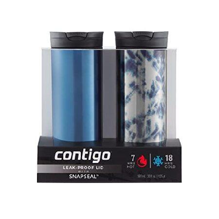 Contigo SnapSeal Insulated Stainless Steel Travel Mug 2-Pack, 20 oz, Blue Corn ＆ Acid Wash