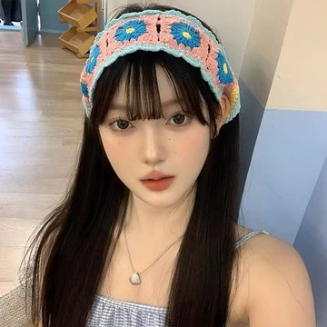 爆款直降價 髮帶頭飾 髮飾 髮繩 髮帶 髮束  小清新發帶彩色編織寬邊髮帶女可愛甜美鉤花針織頭戴百搭顯臉小
