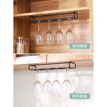 家用倒掛高腳杯架子高檔304不銹鋼紅酒杯架掛輕奢 吧臺酒杯收納架