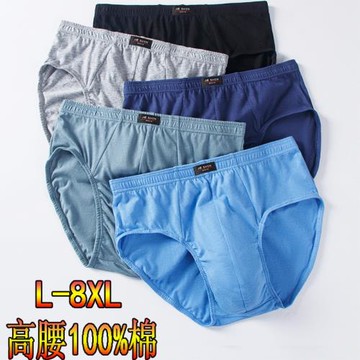 2-4條 100%全棉高腰三角內褲男純棉加肥加大中老年人短褲頭底褲衩