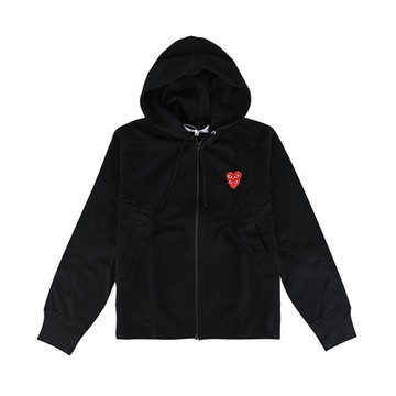 Comme Des Garcons Play川久保玲左胸小愛心LOGO純棉長袖連帽外套(女款/黑)