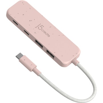 j5create 環保材質USB-C Gen2轉四埠Type-A / Type-C高速集線器  JCH342ER(晚霞粉)