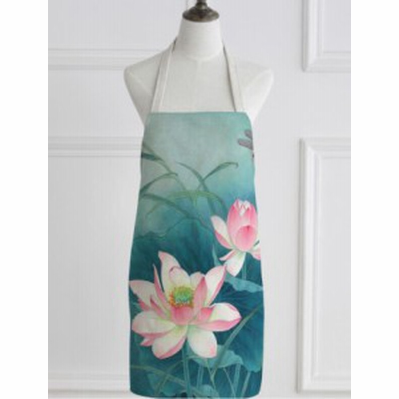 エプロン 蓮の花 水彩画風 和モダン 厚手 Bタイプ 通販 Lineポイント最大1 0 Get Lineショッピング