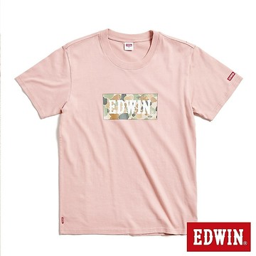 EDWIN 男款 迷彩BOX短袖T恤(淡粉紅)