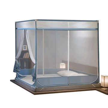 南極人拉鏈款蒙古包蚊帳1.5米1.8m1.2床家用兒童防摔宮廷支架蚊帳