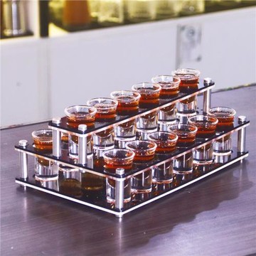 酒吧攻略雙層亞克力子彈杯架酒吧KTV洋酒分酒架18孔B52雞尾酒架子