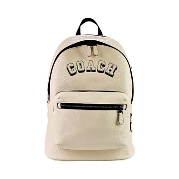 [平輸版] 【COACH】白堊色美式校園風LOGO字印前口袋男士後背包 (大) 真品平輸