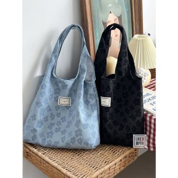 原創設計通勤壓花朵滌綸托特瑜伽包休閑百搭大容量文藝單肩女包包