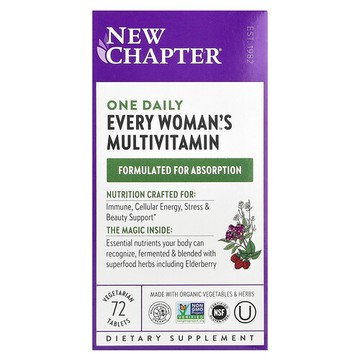 New Chapter, 女性每日一次多維生素™，72 片素食片