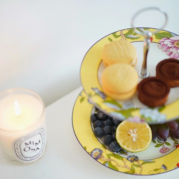 英國Aynsley 雀鳥系列 骨瓷色釉雙層點心盤