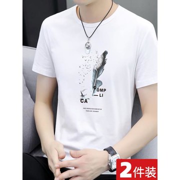 2025年新款夏季冰絲圓領短袖莫代爾t恤男裝潮牌半袖男士上衣服