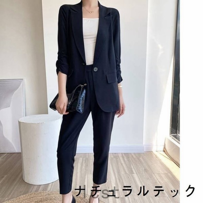 セットアップ レディース おしゃれ スーツ カジュアル 袖ギャザー パンツスーツ カジュアルスーツ オフィスカジュアル 通勤 フォーマルスーツ フォーマル 冠婚 通販 Lineポイント最大0 5 Get Lineショッピング