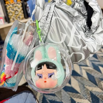 台灣出貨 飛天小女警搪膠收納球 哭娃保護殼 精靈球 亞克力圓球 10cm鑰匙扣掛件 透明外出包 10cm娃包 糰子收納包