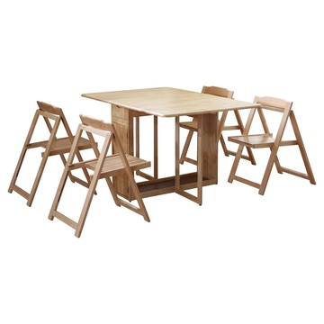 【RICHOME】芭特菲實木收納餐桌椅組(一桌四椅)原木色