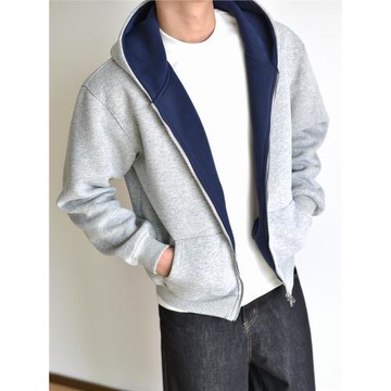 【雙拼色】重磅800G拉鏈連帽衛衣Boxy短款春季新開衫外套cleanfit