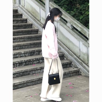 運動套裝慵懶風毛衣闊腿褲兩件溫柔系炸街奶乖活潑減齡休閒時尚秋冬季【聚宝屋】