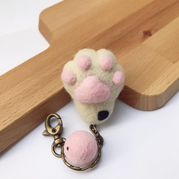 貓掌__羊毛氈鑰匙圈