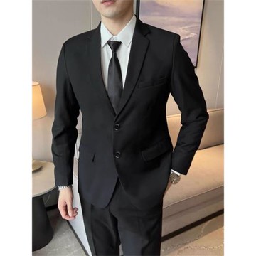 休閑西服套裝男韓版黑色商務正裝三件套修身春秋結婚免燙西裝外套