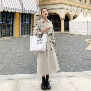 風衣外套長版大衣-薄款經典修身雙排扣女外套2色73yr20【獨家進口】【米蘭精品】