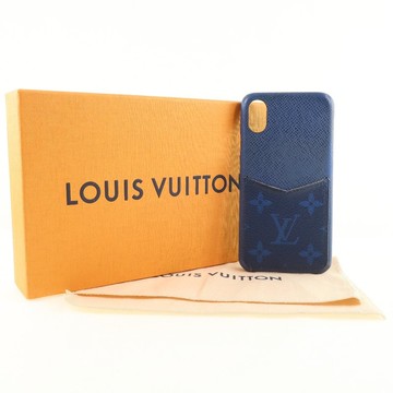 [日本直送] [LOUIS VUITTON] Louis Vuitton iPhone X/Xs Taiga Rama M30273 皮革藍 BC2119 智慧型手機外殼 [二手]