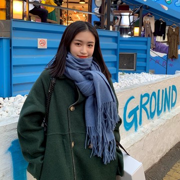 基礎款！ins純色流蘇秋冬保暖圍巾女韓版百搭文藝風冬季保暖圍脖1入